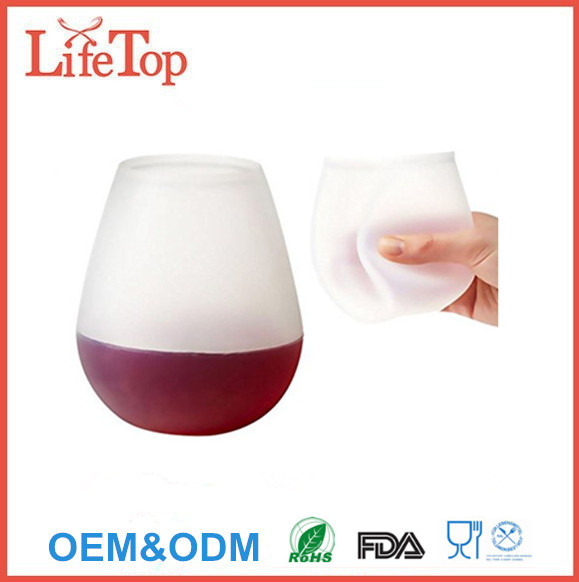 Unbreakable Food Grade Silicone Wine Glasses Drinking Glass 