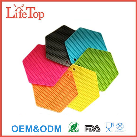 HotSpot Red Silicone Honeycomb Hexagon Trivet