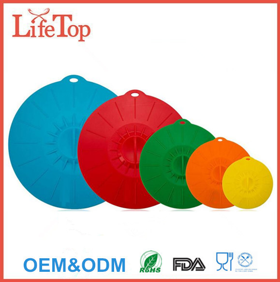 Silicone Suction Lids - Set of 5 Food Covers - Fits Various Sizes of Cups, Bowls, Pans, or Containers