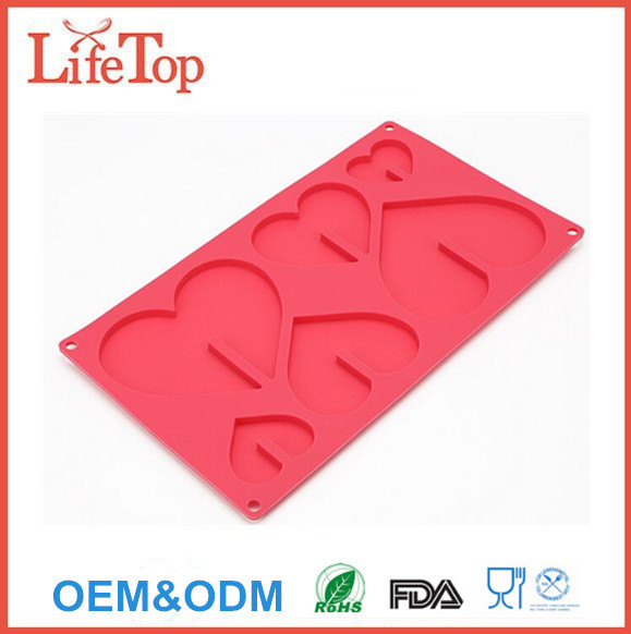 6-Cavity Silicone Heart Mold Pan