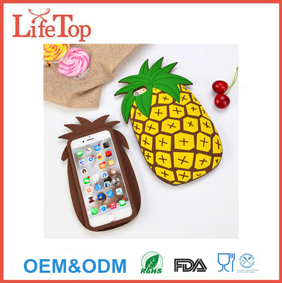 3D Summer Fruit Pineapple Soft Silicone Phone Case for Apple iPhone 