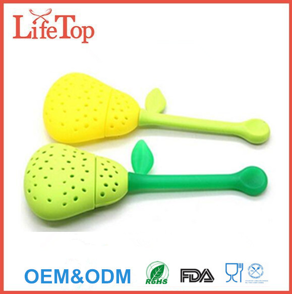 Silicone Perforated Pear Shaped Tea Strainer Filter 