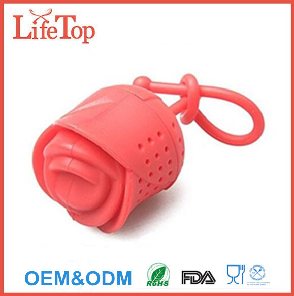 Silicone Rose Design Tea Leaf Strainer Herbal Spice Infuser Tea Filter