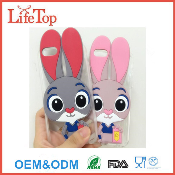 Cartoon 3D Soft Gel Rubber Silicone Case for Iphone 6 / 6s ( Rabbits )