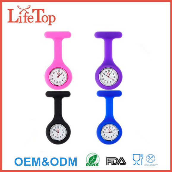 Silicone Nurse Brooch Fob Watch with 10 Different Colors 