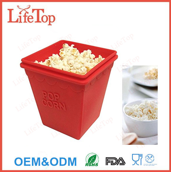 Square Silicone Microwave Popcorn Maker with Lid