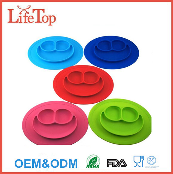 One-Piece Silicone Placemat Plate Suction Bowl for Baby and Toddlers 