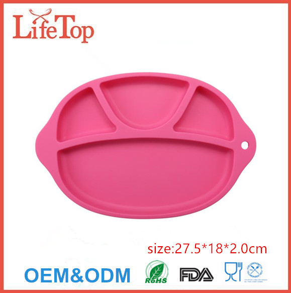 Non Slip With Built in Plate Bowl Tray Silicone Baby Placemat 