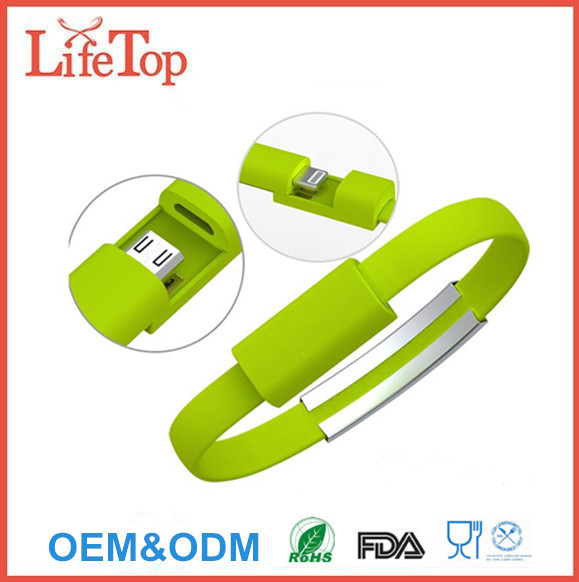 Durable Silicone Bracelet Lighting to USB Sync Charging Data Cable 